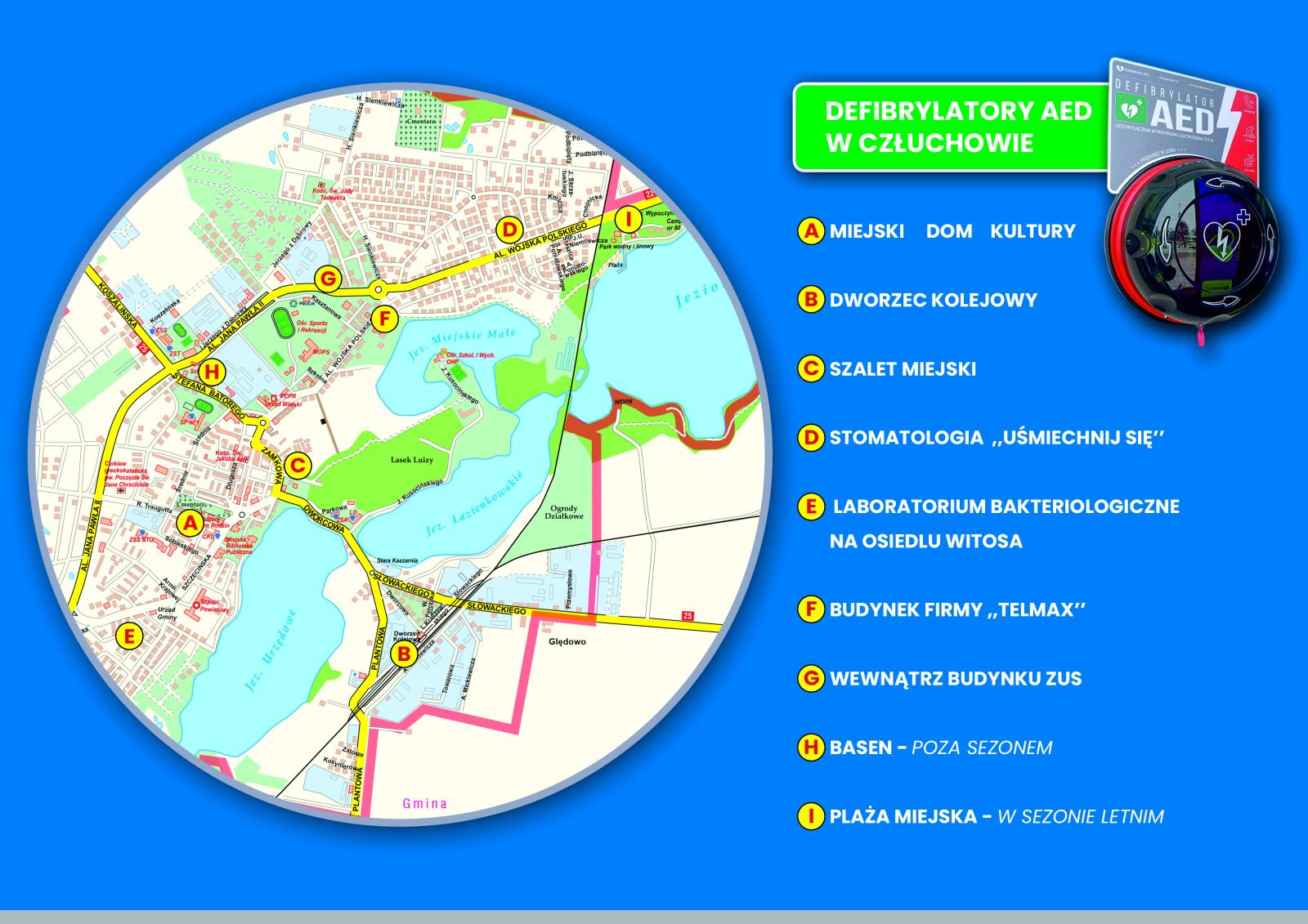 mapa defibrylatorów