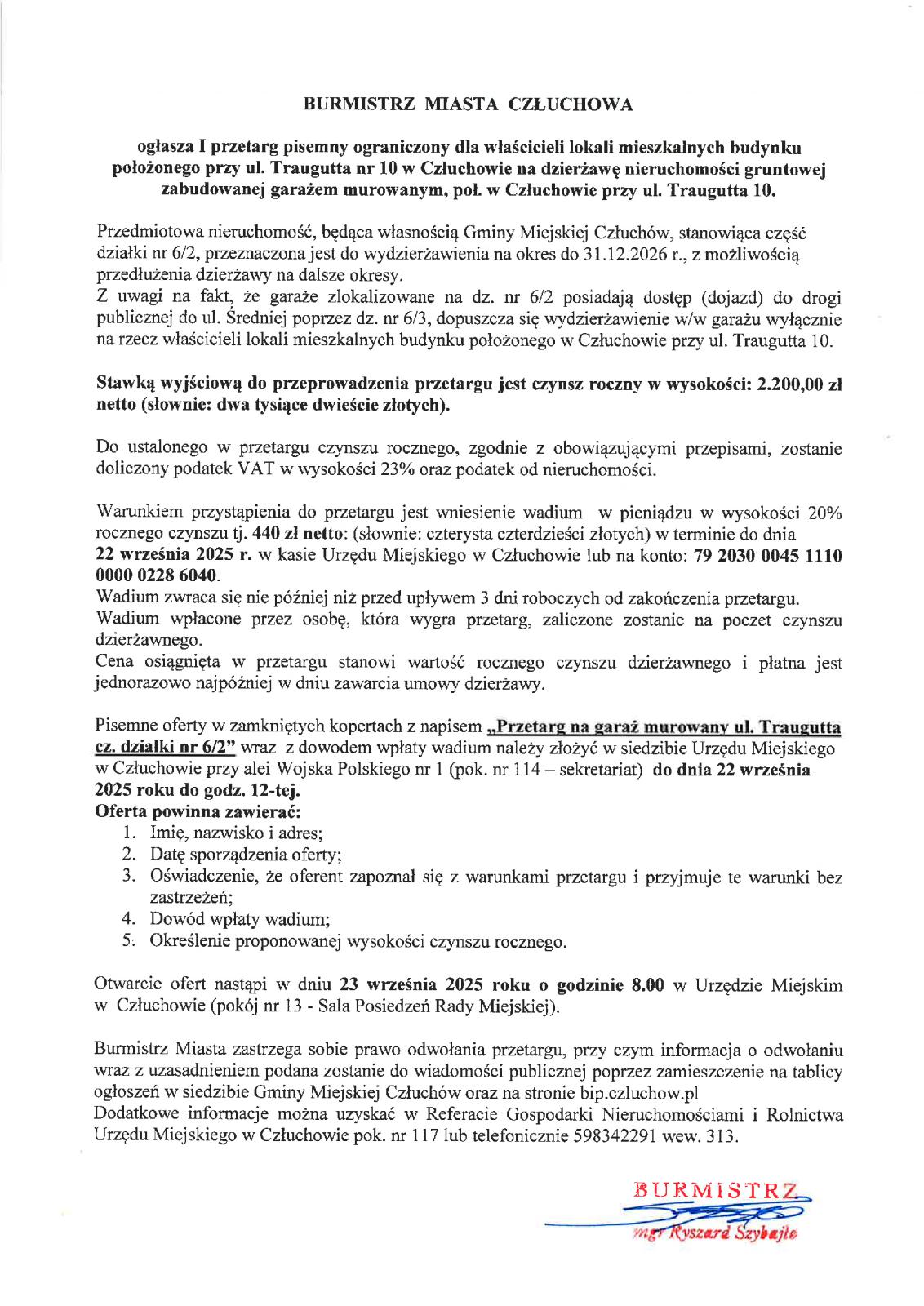 ogłoszenie o przetargu