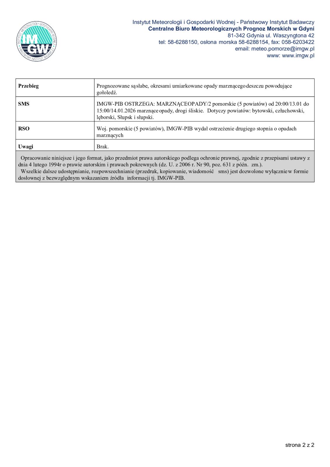 ostrzeżenie meteorologiczne