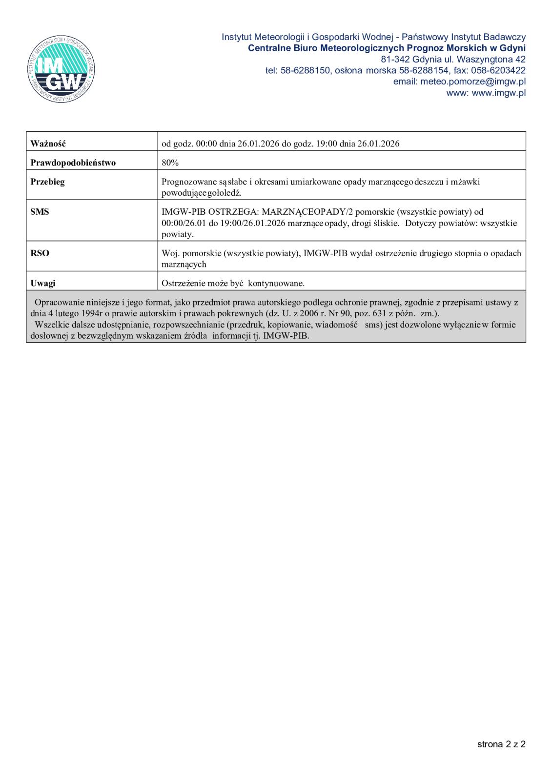 ostrzeżenie meteorologiczne
