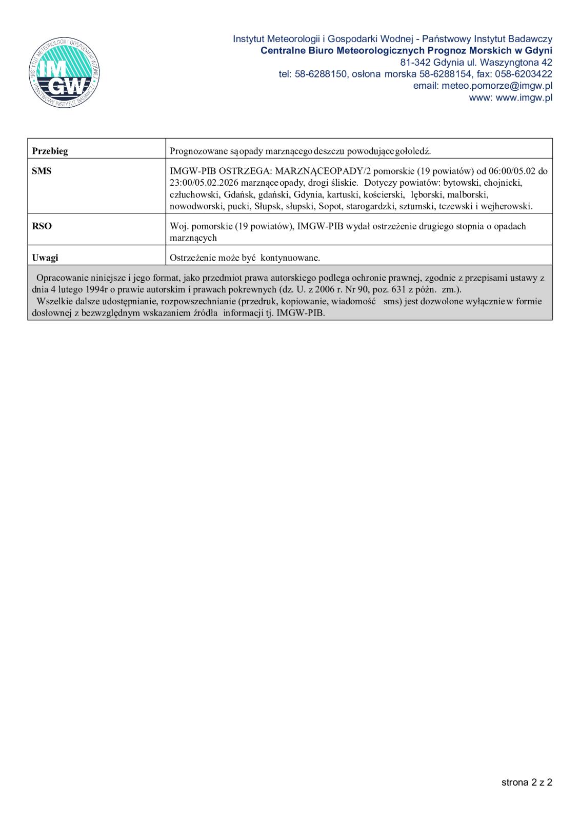 ostrzeżenie meteorologiczne