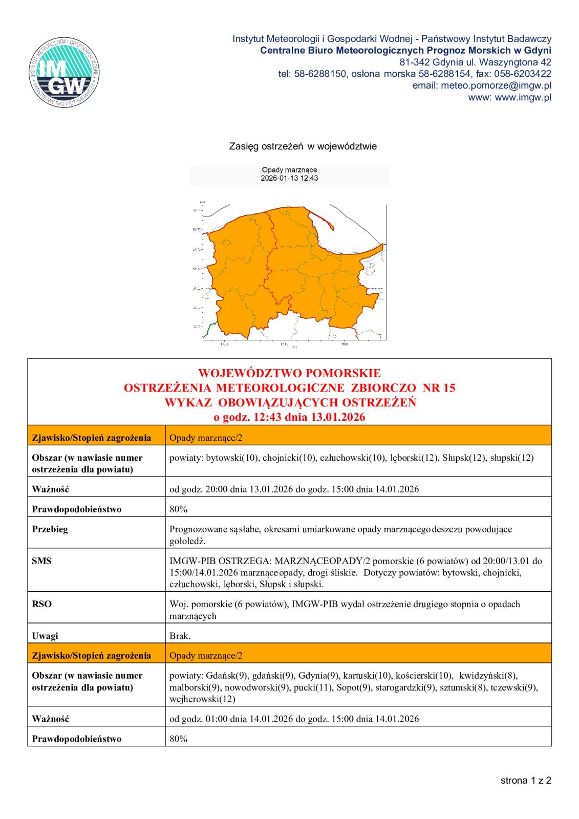 ostrzeżenie meteorologiczne