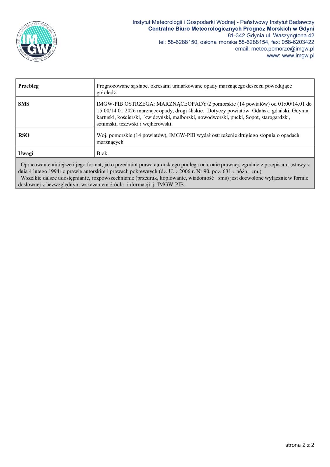 ostrzeżenie meteorologiczne