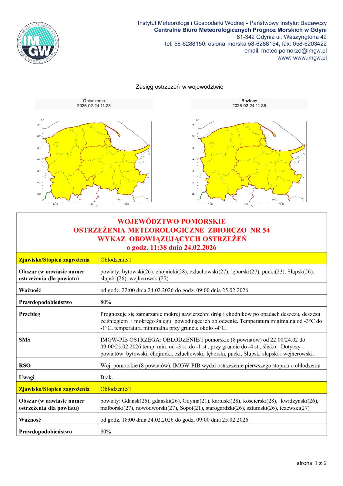 ostrzeżenie meteorologiczne